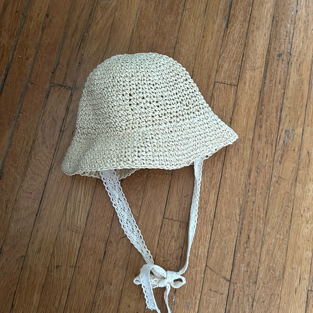Summer Straw Toddler Hat with lace strap